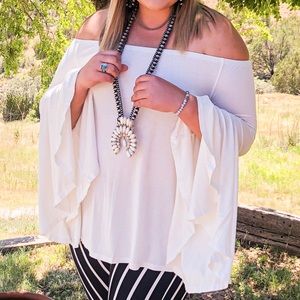 White off shoulder bell sleeve top